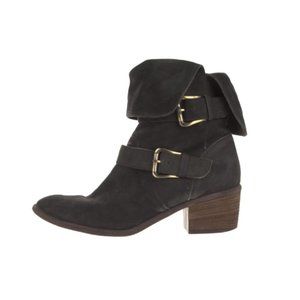 Donald J. Pliner Pita Black Distressed Nubuck Leather Cuffed Boots Sz US 9.5